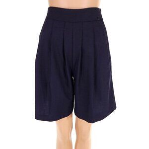 Ottod'ame Pleated Wool Blend Shorts Size 2 Blue NWT